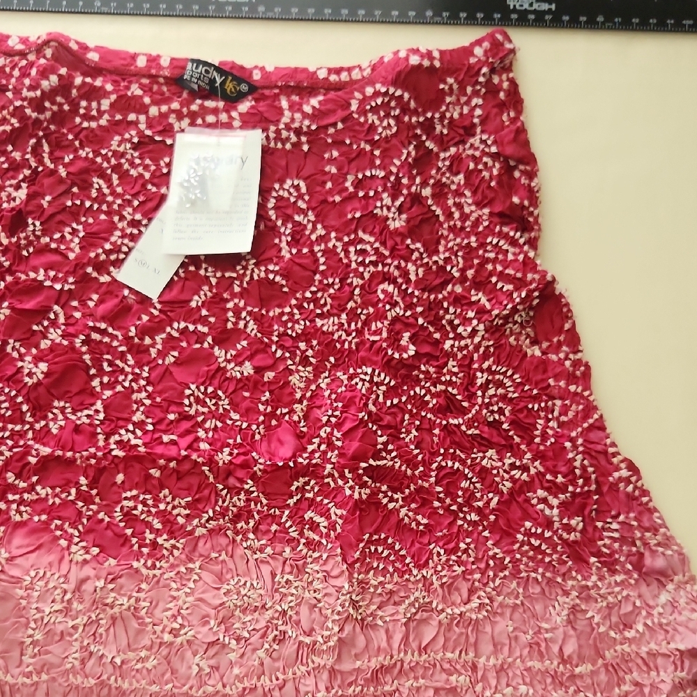 Chaudry Pink Ombre Knee Length Boho Chic Ruched Skirt  Bottom  Size M - Picture 4 of 5